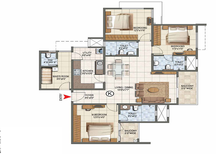 Sobha Crystal Meadows 4 BHK Floor Plan